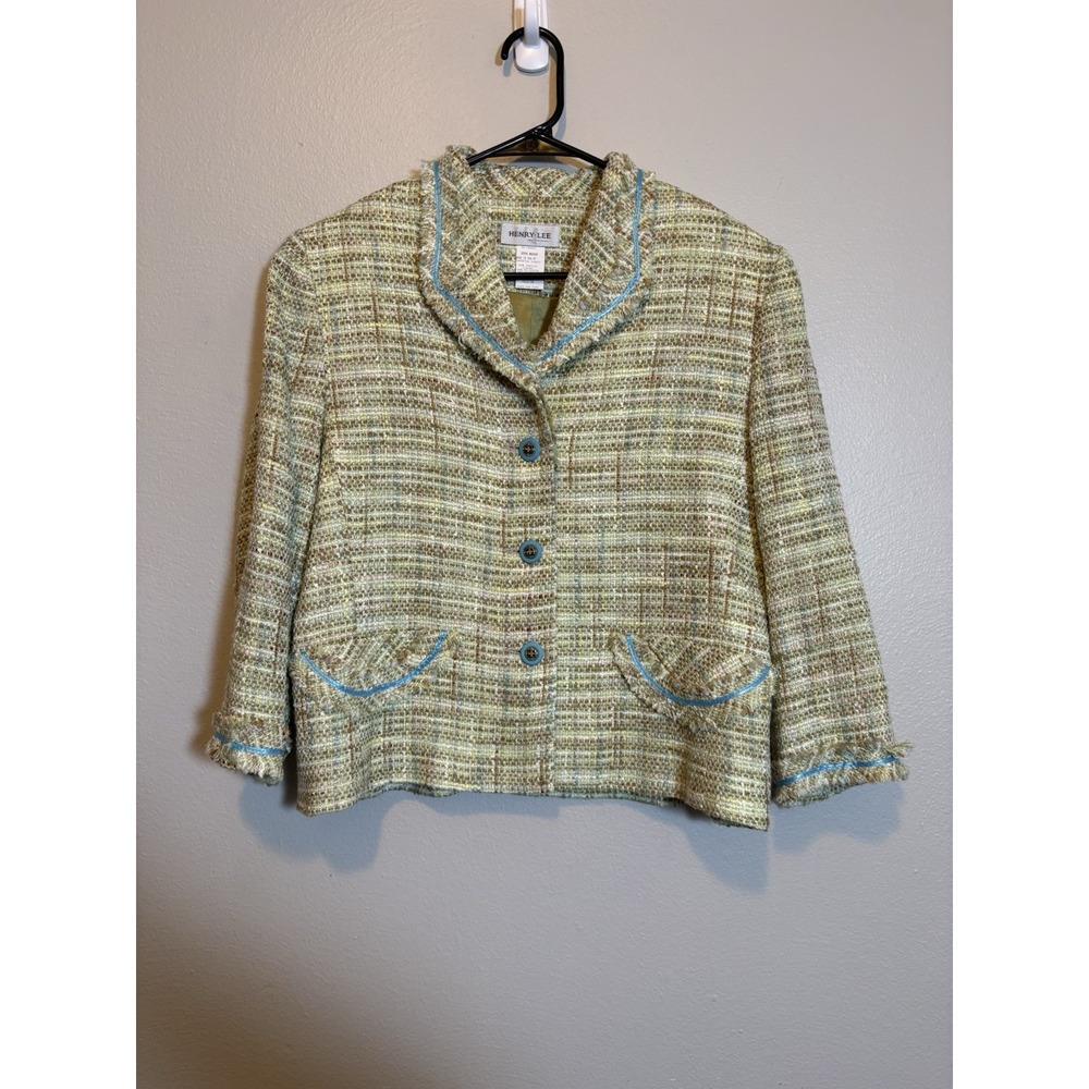 Henry Lee Tweed Jacket Women's 10 Cropped Blazer Get a Clue Prep Old Money Vtg